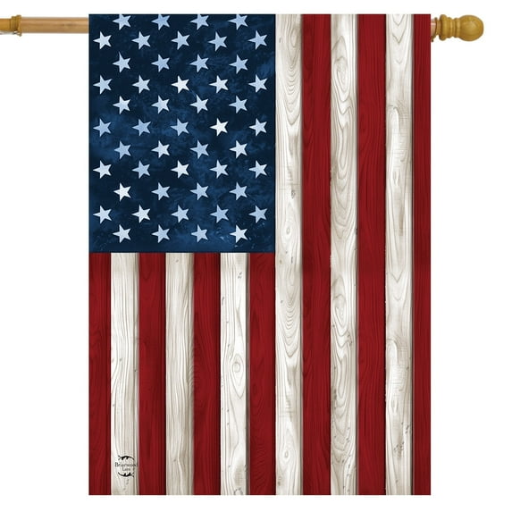 Wood American Flag House Flag