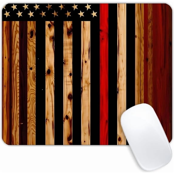 Wood American Flag Mouse pad Customized Mousepad Non-Slip Rubber Base ...