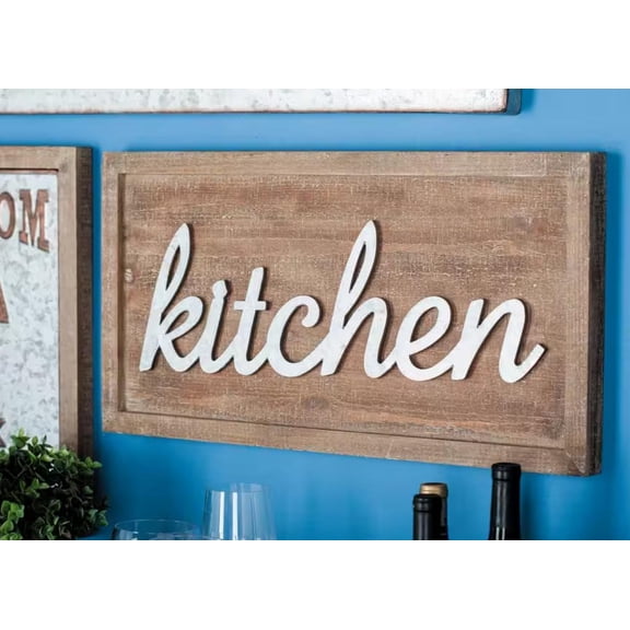 Wood And Galvanized Metal Kitchen Word Art Plank Wall Plaque Sign Home Accent