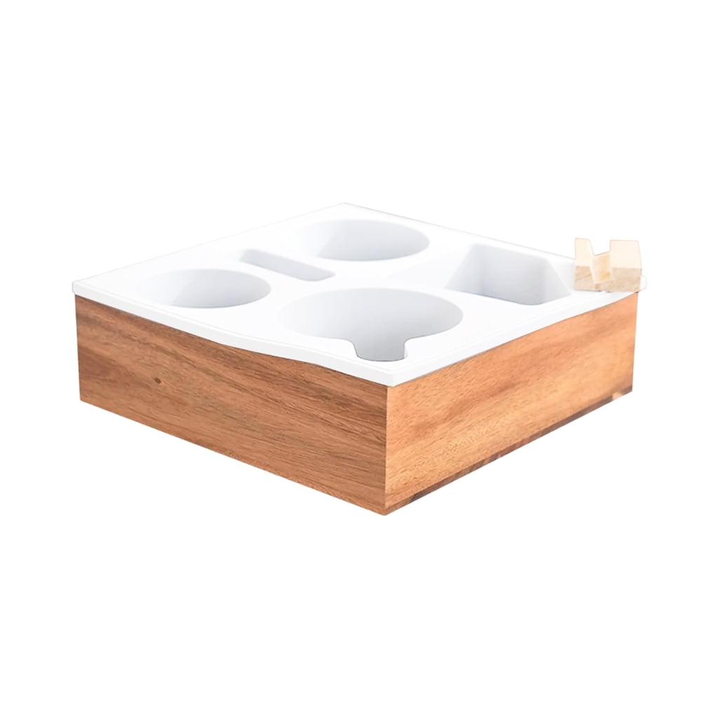 Wood And Silicone Multi Compartment Tray Spill Proof Holder For Snacks ...