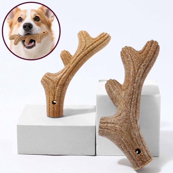 Wood- Antler Dog Chew Toy Molar Sticks 5.5" & 7.5" Long - Antler Design Safe Chewing Material - For Puppies, Dogs, Play & Training