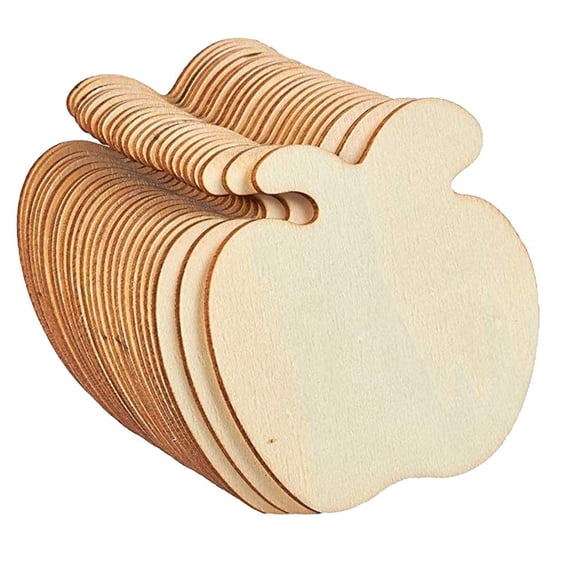 Wood Apple Cutouts 20 Pack for DIY Crafts Gift Tags Painting Decorations