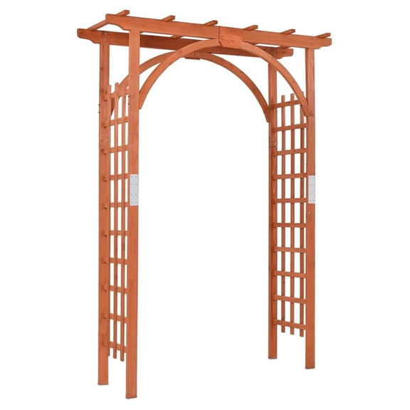 Wood Arbor Arch, 85" Garden Archway Arch Lattice Trellis Pergola for Backyard Lawn Climbing Plants, Outdoor Ceremony Wedding Bridal Decor