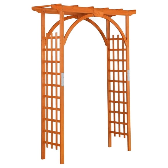 Wood Arbor Arch Trellis Climbing Plant Wedding Garden Patio Bridal Party Decoration Arbor & Iron Outdoor Square Top 63 x 24 x 85in Natural Wood