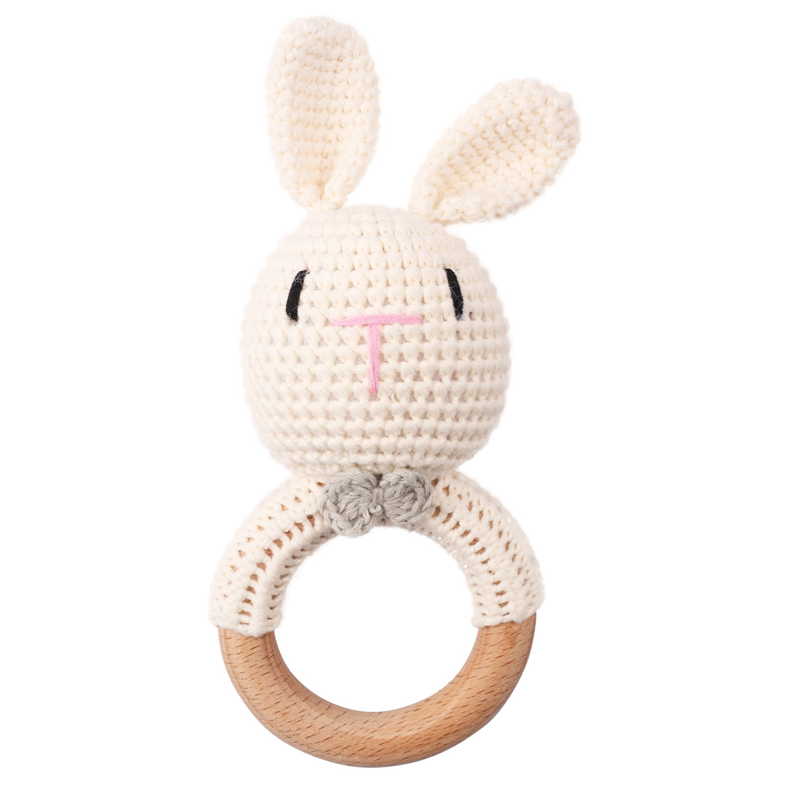 Wood Baby Rattle Cute Crochet Rattle Ring Portable Crochet Baby Rattle ...