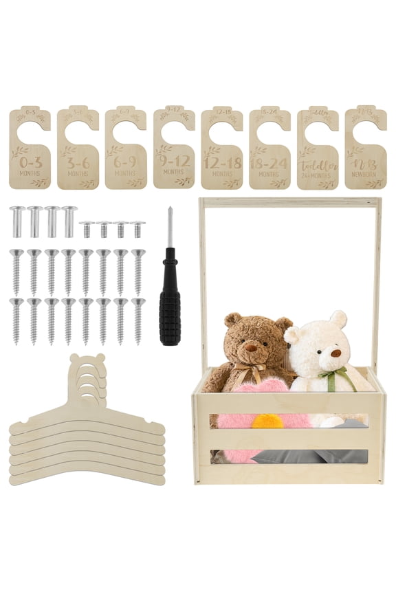 Wood Baby Shower Crate Closet with Handle Versatile Baby Shower Basket Practical Newborn Baby Basket Smooth Baby Shower Crate Box for New Born Baby Shower New Parents