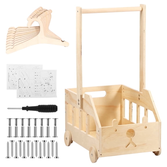 Hvxrjkn Wood Baby Shower Crate Closet with Wheels Bear Car Shape Baby Shower Crate with Handle DIY Baby Shower Basket for Pregnancy New Parent