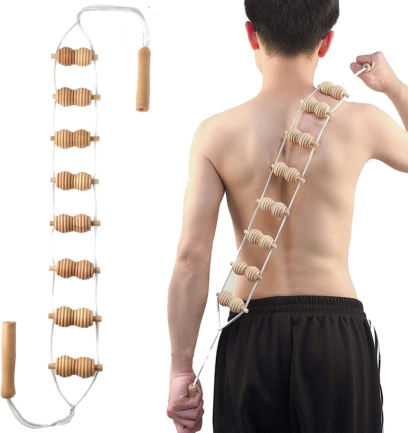 Wood Back Massage Roller Rope, Lymphatic Drainage Massager