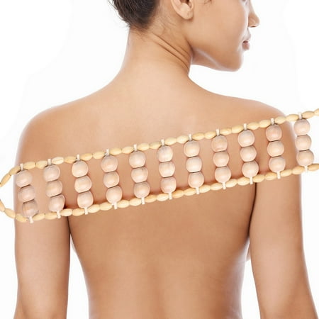Wood Back Massage Roller Rope, Therapy Cellulite Manual Massage Strap Muscle Recovery Tool for Shoulders, Waist, Neck, Legs, Easing, Muscle Pain