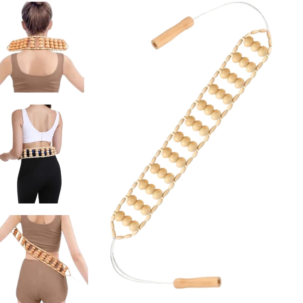 Shoulder Back Rope Wood Back Massager Roller Rope for Back Neck Shoulders Legs Waist Pain ...