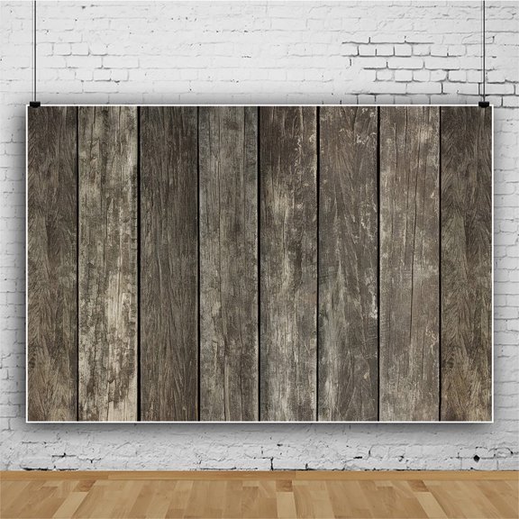 Wood Backdrop for Photography 7x5ft Polyester Brown Wooden Backdrop Photographers Retro Rustic Wood Wall Background Cloth Seamless Backdrops Props with 19.68ft Ribbon