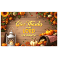 thumbnail image 1 of Wood Background Thanksgiving Banner Harvest Theme Sunflowers Decorative Pumpkin for Fall Decoration Church Event Party, 1 of 9