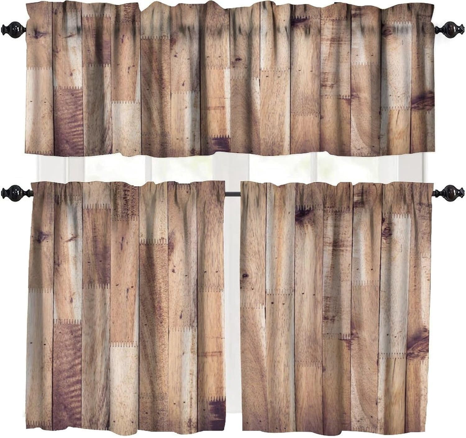 Farmhouse Valance Curtain – Western Texas Star Berries Pattern | Kitchen Bedroom Window Treatment