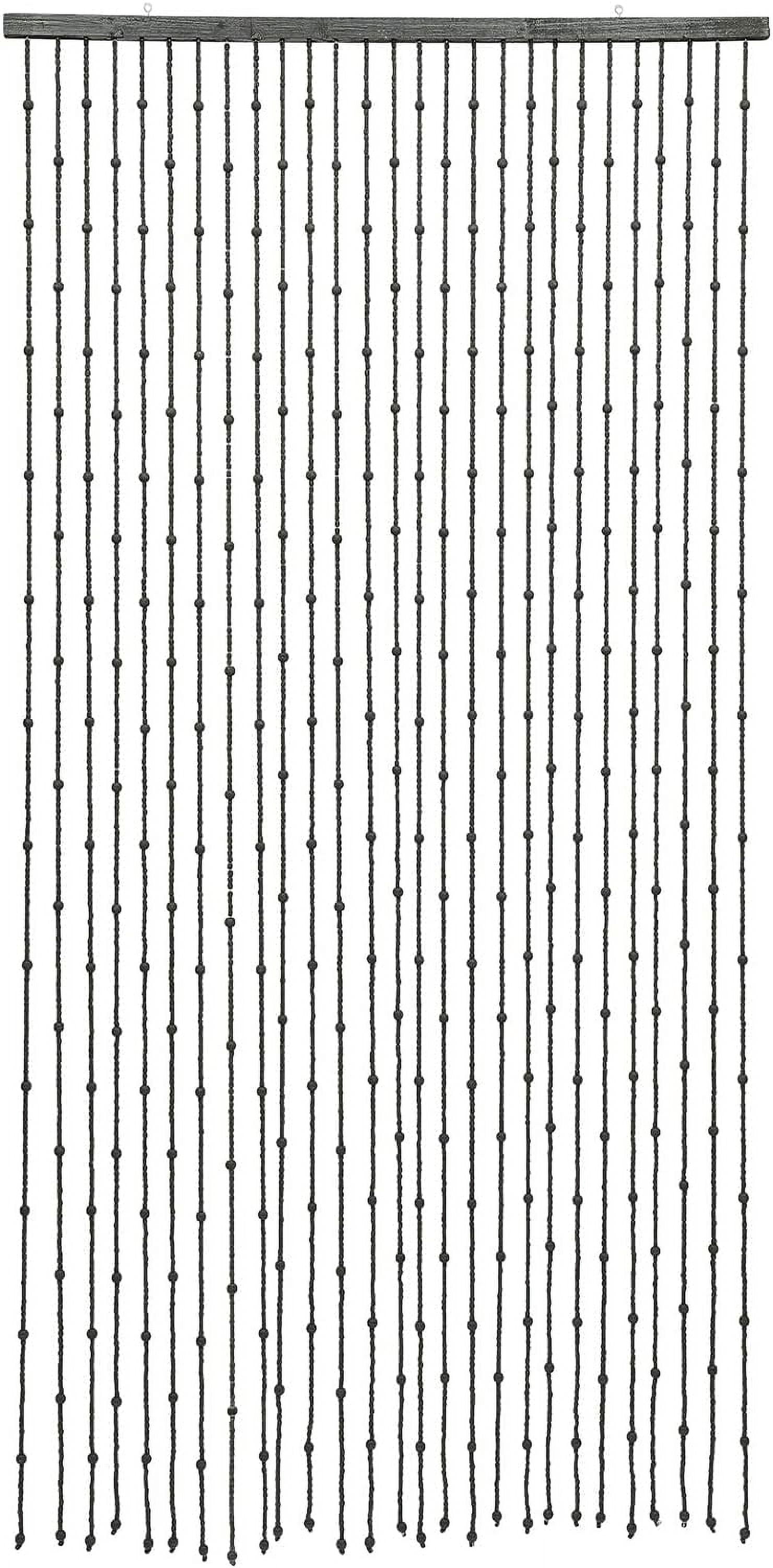 Wood Bamboo Beaded Curtain, 27 Strands Bohemian Doorway Beads Wooden Hanging Room Divider Handmade for Doorway Restaurant Home 36" W x 71" H (Black)