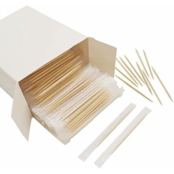 Wood Bamboo Individually Cello Wrapped Toothpicks 2.5Inch Pack 1000 High-class Appetizer Picks Sturdy Food Pick for Appetizers Cocktails Fruit Olive picks.