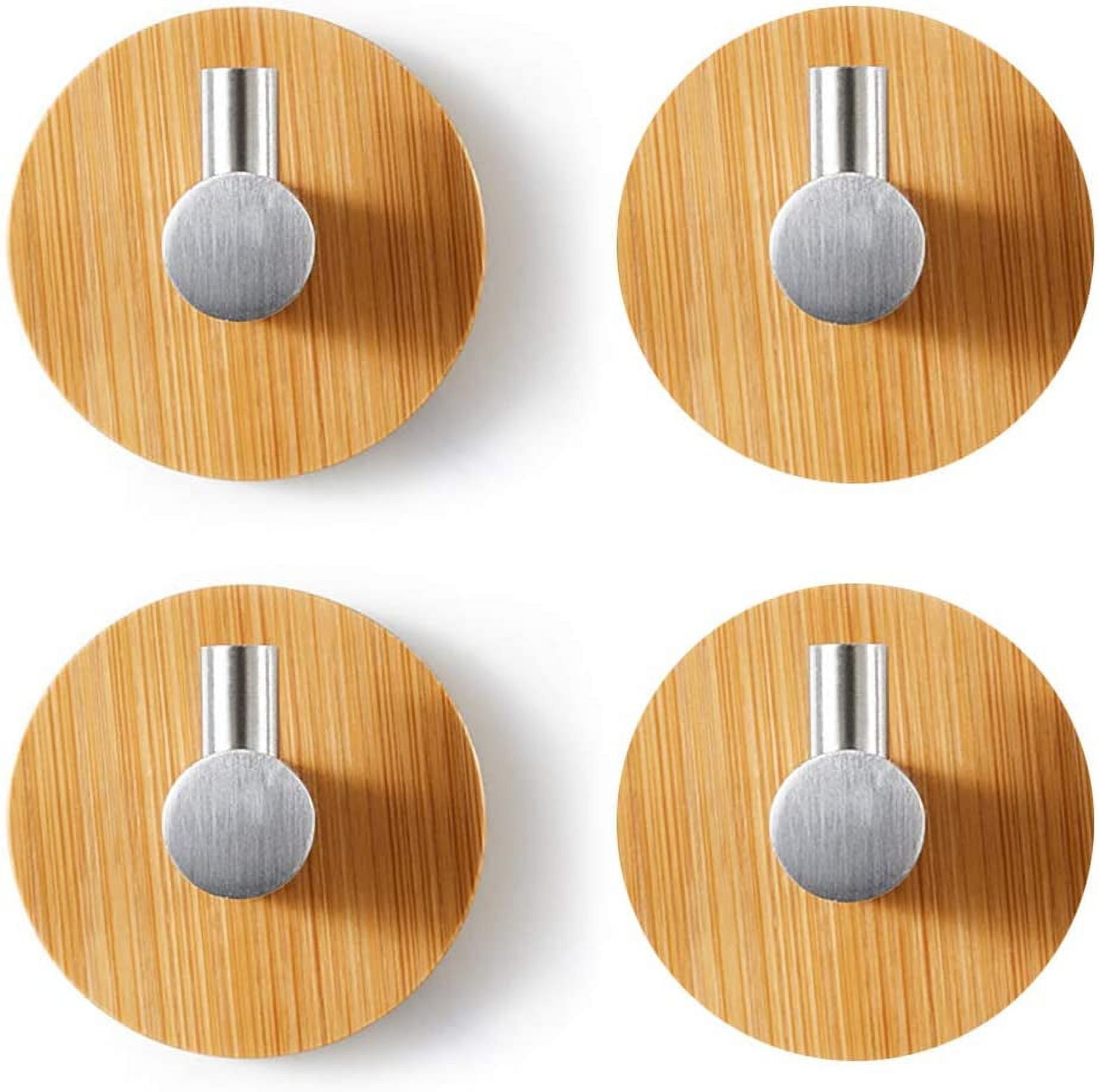 NUOLUX 2pcs Adhesive Hooks Wooden Wall Hooks Hanging Hooks Coat