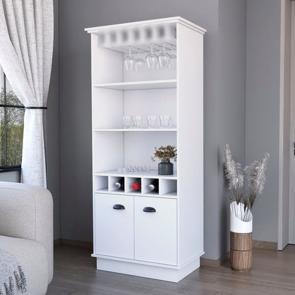 Wood Bar Cabinet with Storage | Durable and Spacious | Entertainment Room, Quick Assembly