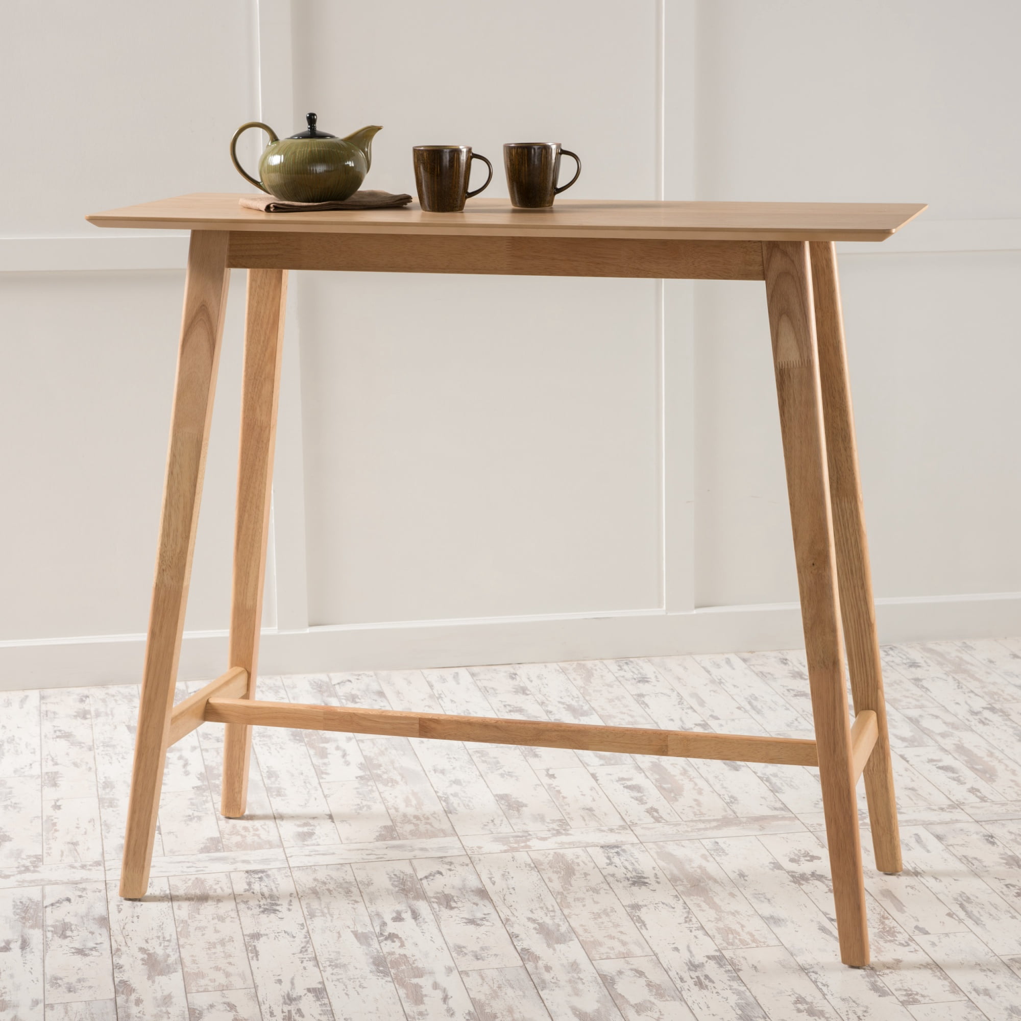 Wood Bar Table 47.24 x 17.72 x 42.01 Inch, Natural Oak Finish Counter Height Dining Table for Kitchen Bar