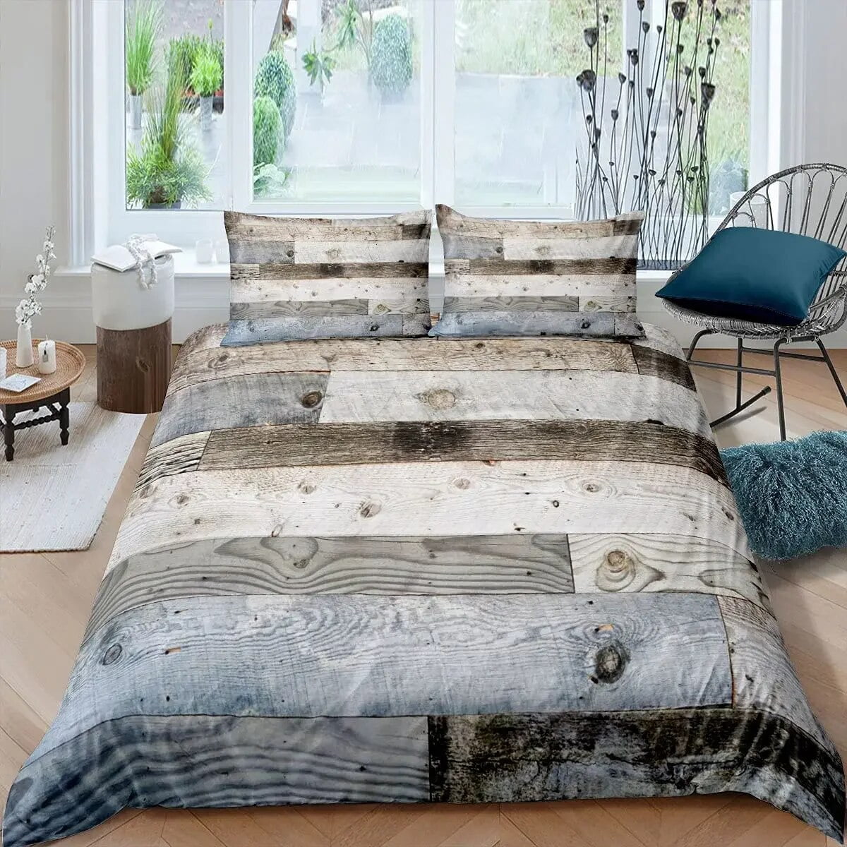 Wood Barn Door Duvet Cover Set Western King Size Rustic Bedding Set ...