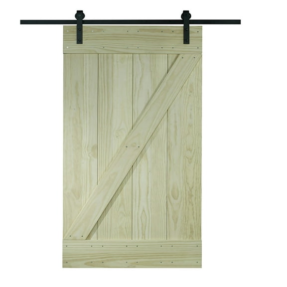 Wood Barn Door Kit, 36" x 80", Unfinished Pine Z-Design