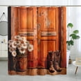 thumbnail image 1 of Wood Barn Door Shower Curtain Rustic Western Shower Curtain Country Daisy Shower Curtain Bathroom Decor Polyester Fabric-72" x 72", 1 of 6