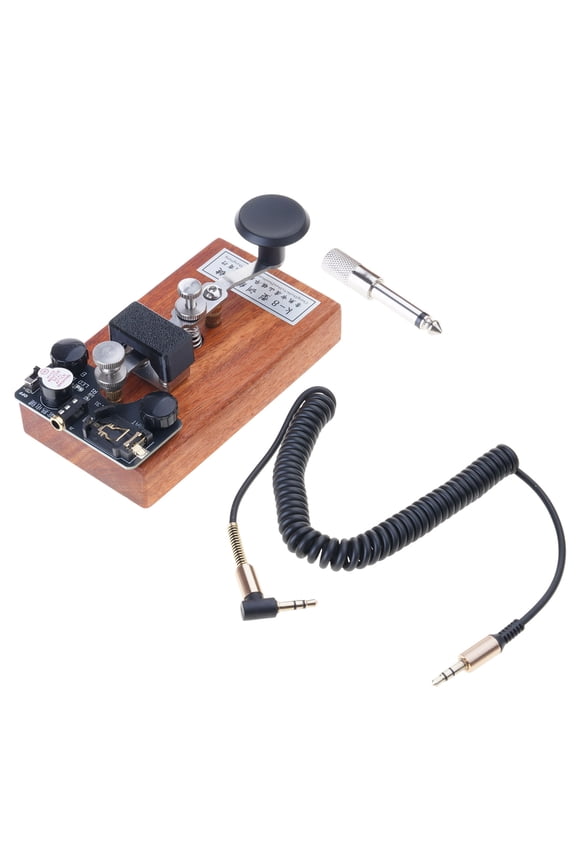 Wood Base Morse CW Keyer Shortwave Practice Board Training Key Sound Light Manual Transmission Training Morse Code Key