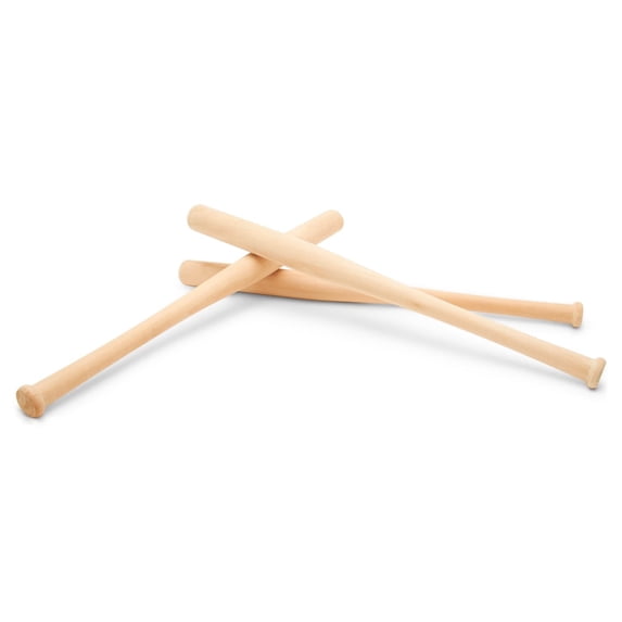 Wood Baseball bat 17-3/4 Inch Pack of 4 Unfinished Mini Wood Baseball Bat, Small Bat, Party Decor, Bedroom, Crafts, by Woodpeckers