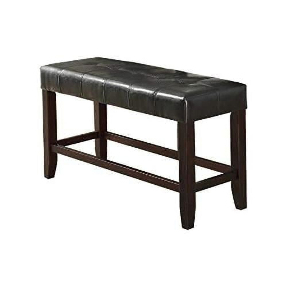 Elegant Faux Leather 49'' Black and Brown Upholstered Bench