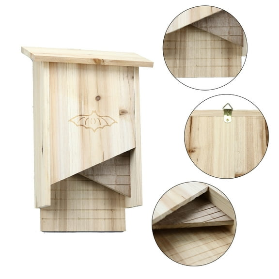Wood Bat Box Classical Double Chamber Bat House Outside Bat Box for Outdoors and