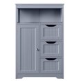 thumbnail image 1 of Wood Bathroom Floor Cabinet, Free Standing Storage Cabinet with 3 Drawers and Cupboard for Entryway, Hallway Cabinet, Living Room Accent Furniture, Gray, 1 of 5