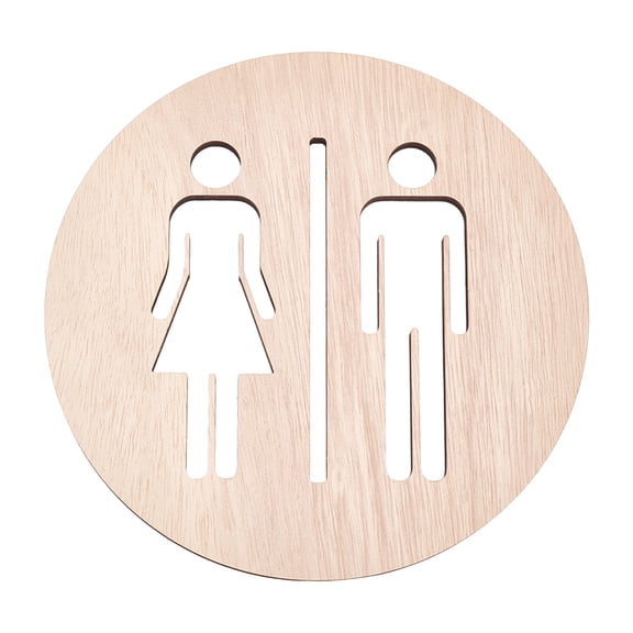 Wood Bathroom Signs 7.8Inch Round Unisex Restroom Signs Women Men Toilet Wall Signs Flat Wooden Toilet Wall Art Decor