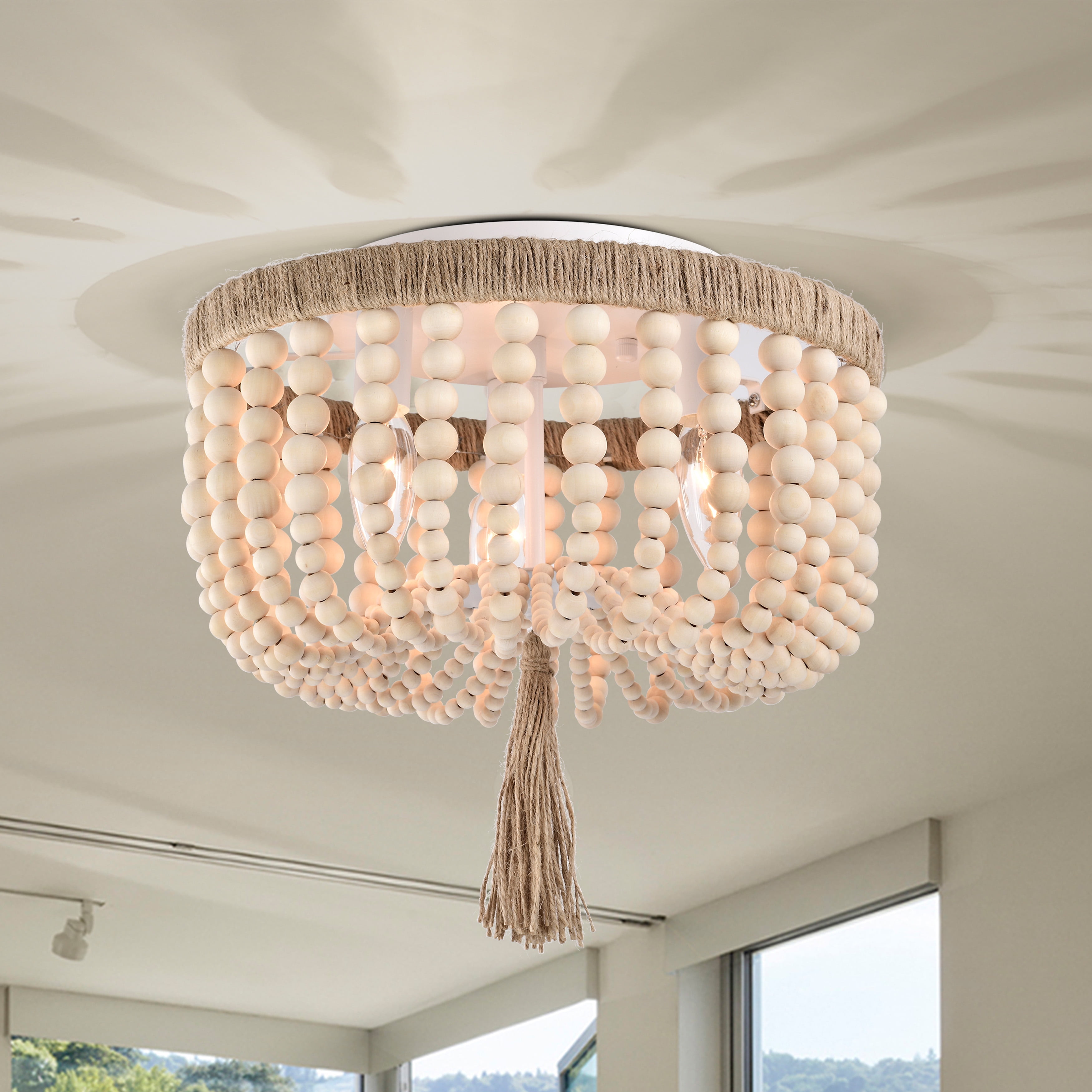 Beaded chandelier on sale flush mount