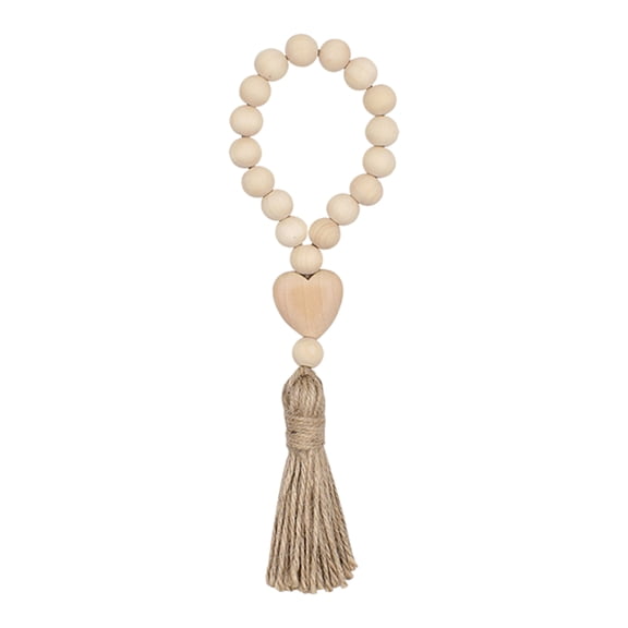 Wood Bead Garland,Farmhouse Tassels Beads, Rustic Country Decor Prayer Beads for Home Door Knob Christmas Decoration
