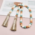 thumbnail image 1 of Wood Bead Garland with Tassels 42.5 Inches, Handmade Boho Wooden Beads Home Decor, Farmhouse Beads Garland for Tiered Tray Decor Beach Decoration, 1 of 7