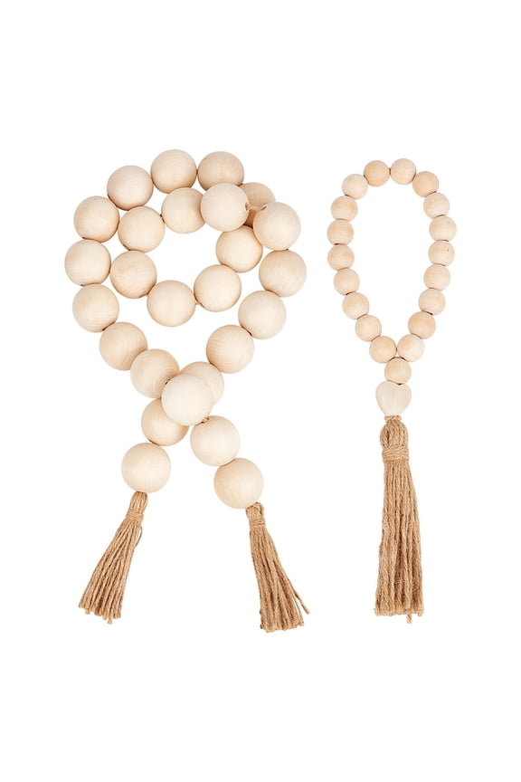 Wood Bead Pendant Decoration Light Yellow 260~1250mm for DIY