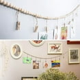thumbnail image 1 of Wood Bead Photo Display, Rope Tassel String Clip, Hanging Memory Decor, Bohemian Home Office Embellishment, Adjustable Wall Art, Rustic Style Organization, 1 of 8