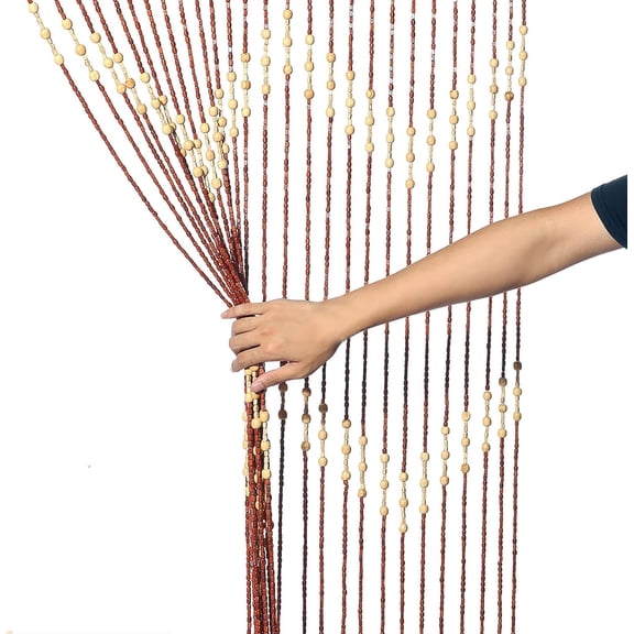 Wood Beaded Curtains Door String Bead Curtain for Doorways, 35" W x 68.9" H Panel Closet Room Dividers, Natural Wooden Doorway Curtains, Hanging Curtains for Doorways Wall Decor