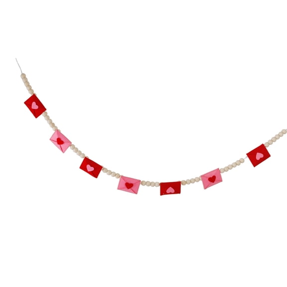 Wood Beaded Felt Envelope Bunting Ornament Valentine's Day Decoration For Wedding Anniversary Festival Celebration