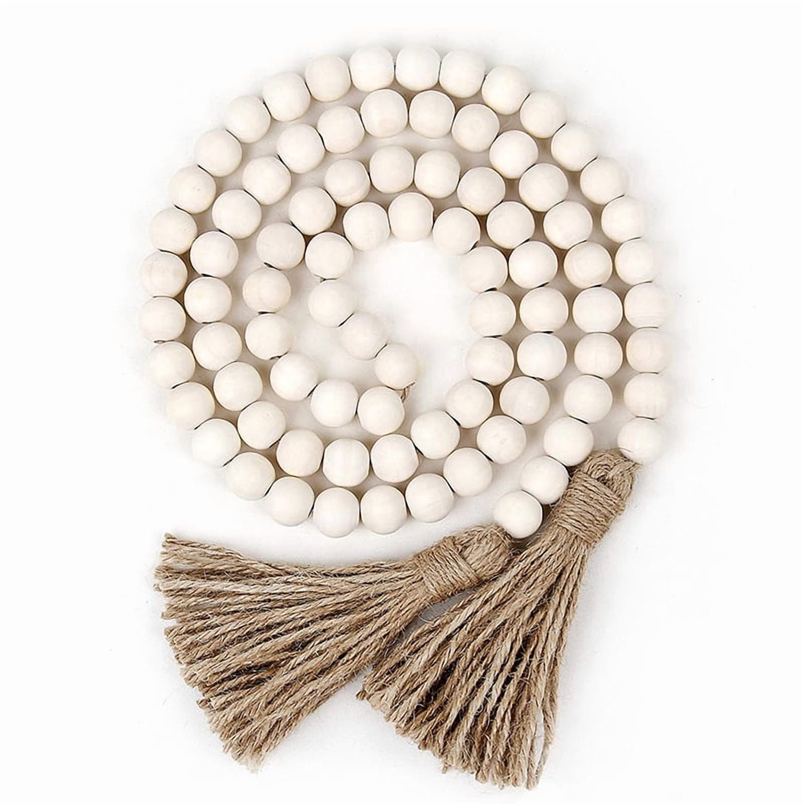 Wood Beads Garland Farmhouse Beads - Natural Prayer Wood String Beads ...