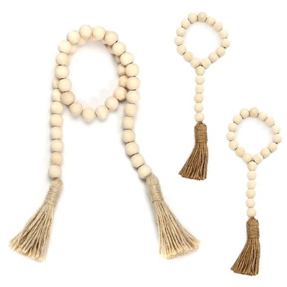 Wood Beads Garlands with Tassels 3Pieces Farmhouses Styles Prayer Beads Country Decors Wall Hanging Decoration Ornaments