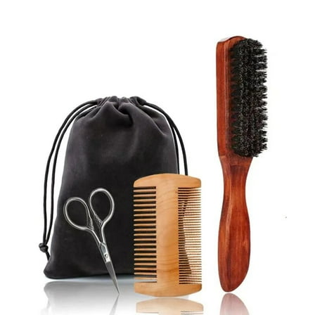 Wood Beard Brush Comb Set