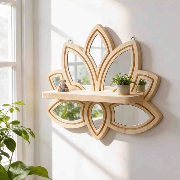 Wood Beautiful-shaped Solid Wood Wall Flowerpot Storage Rack with Multi Scene Application Strong Wood Material and Bohemian Design for Living Room Bedroom Study Room and Home Wall Decor