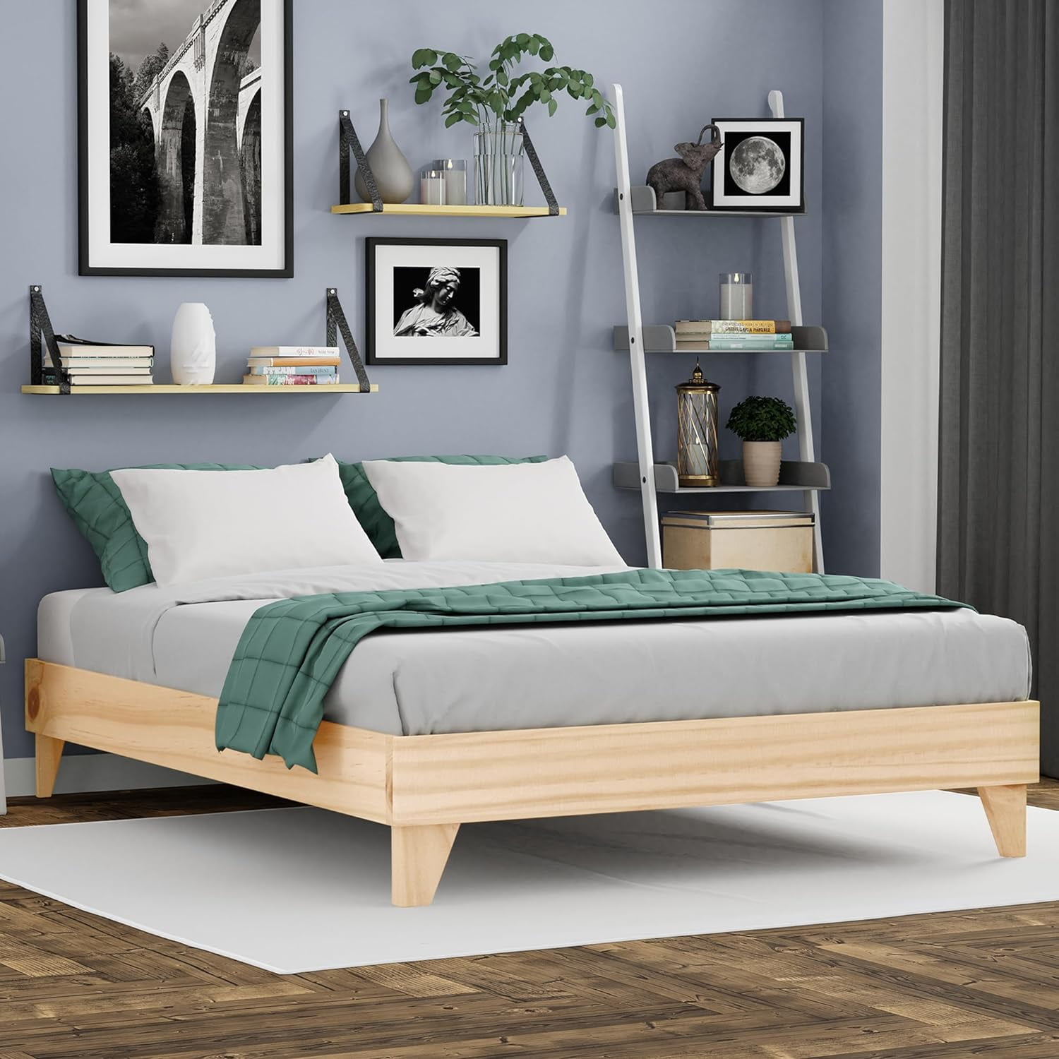 Wood Bed Frame Made with 100 New Zealand Pine Solid Mattress