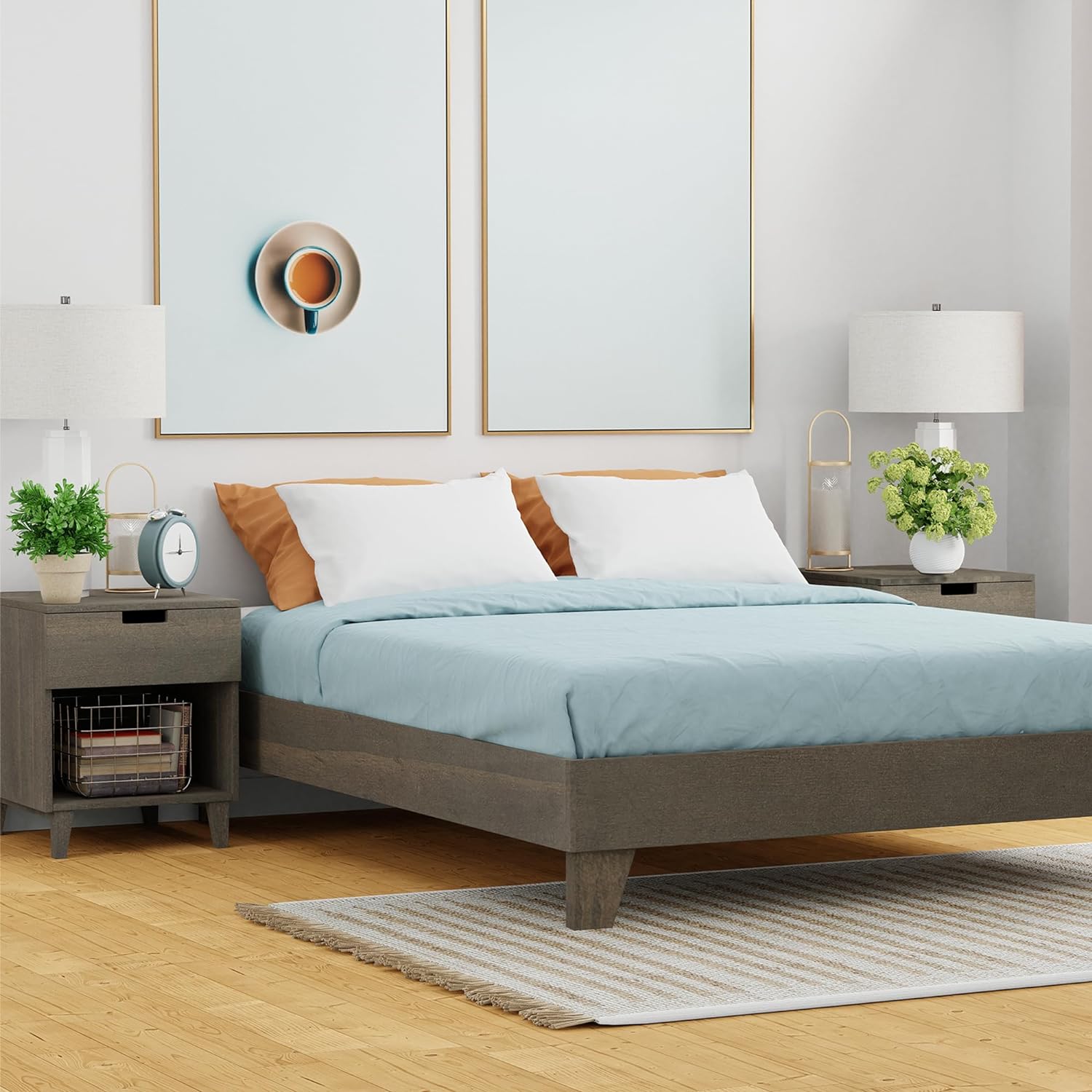 Wood Bed Frame Made with 100 New Zealand Pine Solid Mattress