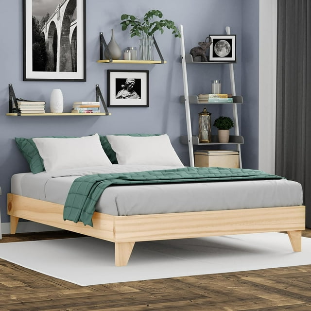 Wood Bed Frame Made with 100 New Zealand Pine Solid Mattress