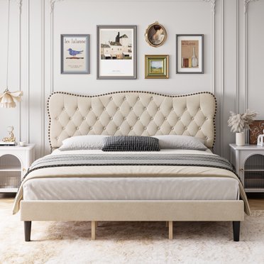 Alton Furniture Angelo Tufted Upholstered Panel/Platform Bed - Walmart.com