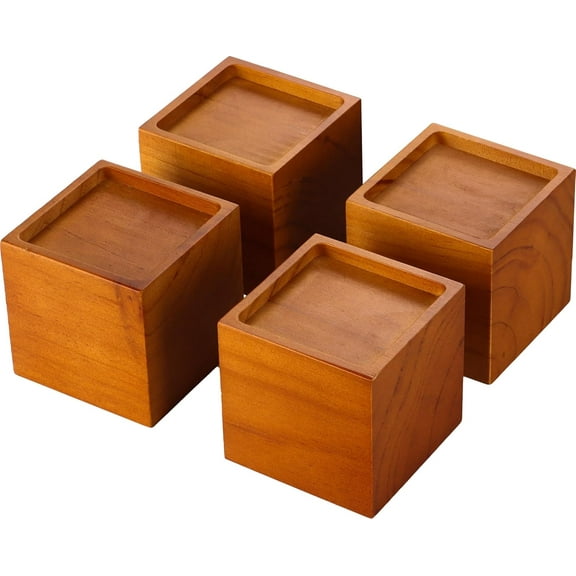 Wood Bed Furniture Risers 4 Inch, Solid Pine Risers: Enhance Durability, Comfort, and Style with Effortless Installation Added Functionality