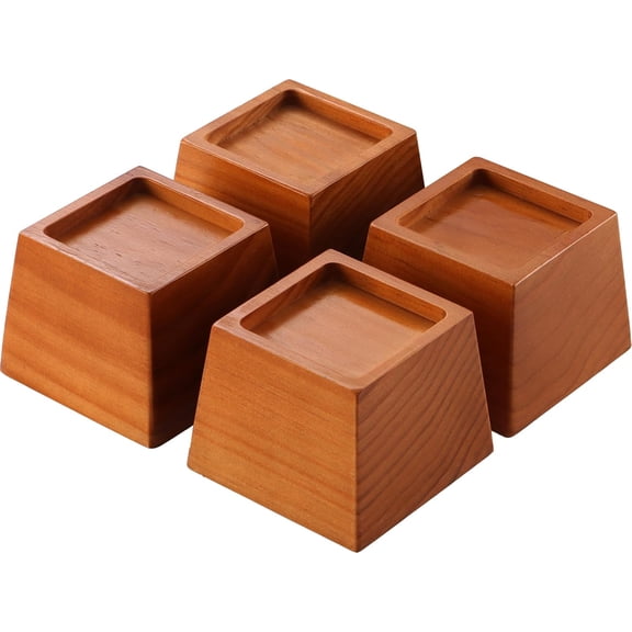 Wood Bed Risers 3 Inch, Premium Pine Furniture Risers - Sturdy, Stylish and Space Saving 3" Bed Lift for Sofa, Desk and More - 4-Pack (Brown Wood, 3 Inch)