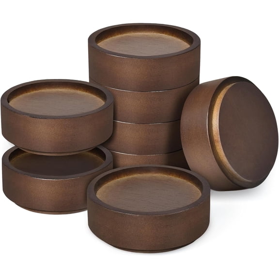 Wood Bed Risers, Heavy Duty Wood Blocks, 1 inch Stackable to 2 inch 3 inch 4 inch High, Furniture Risers for Couch Sofa Cabinet Ottoman End Table (8 pcs Round)
