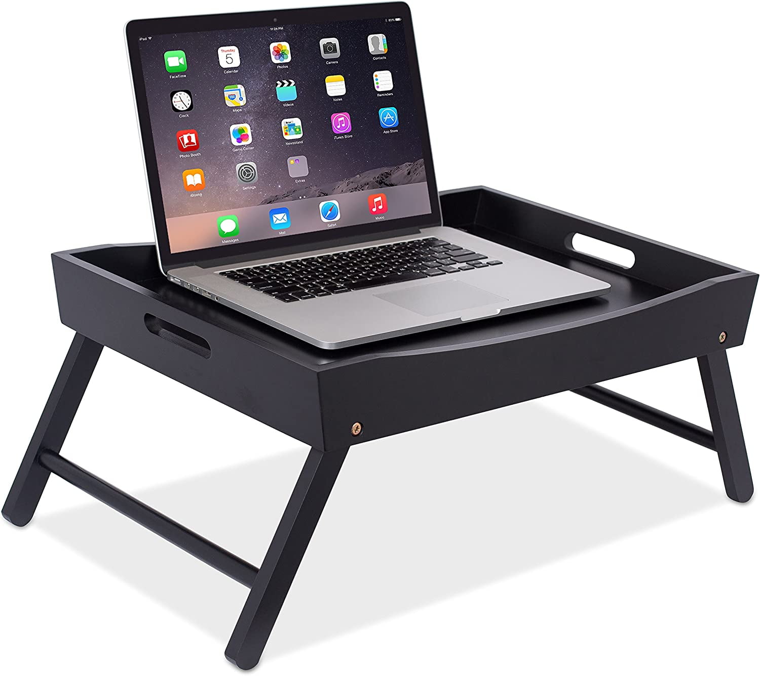 Wood Bed Tray for Eating TV Tray with Folding Legs Laptop Table